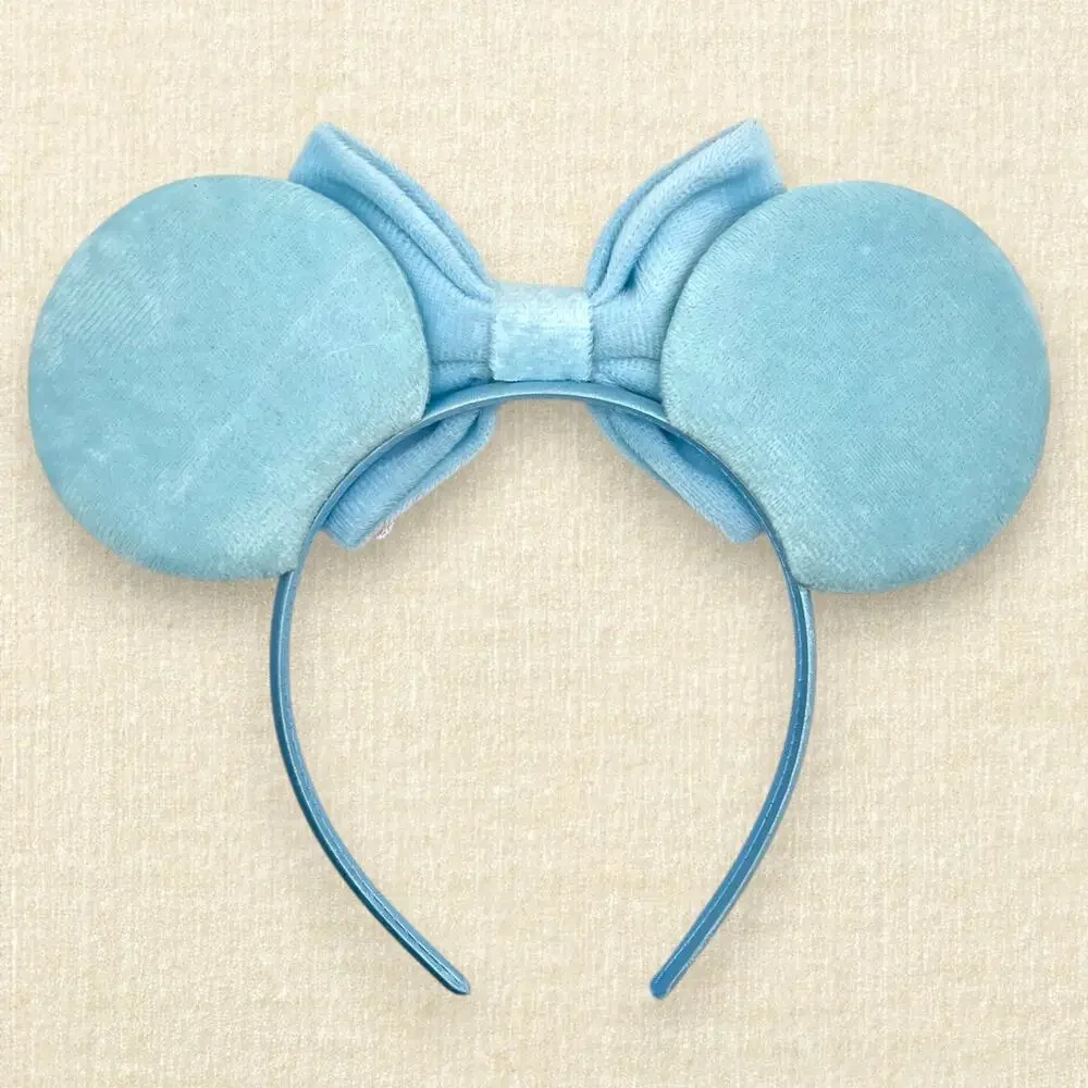 Pastel Blue Velvet Pink Floral Minnie Ears | Disney-Inspired Mouse Ears